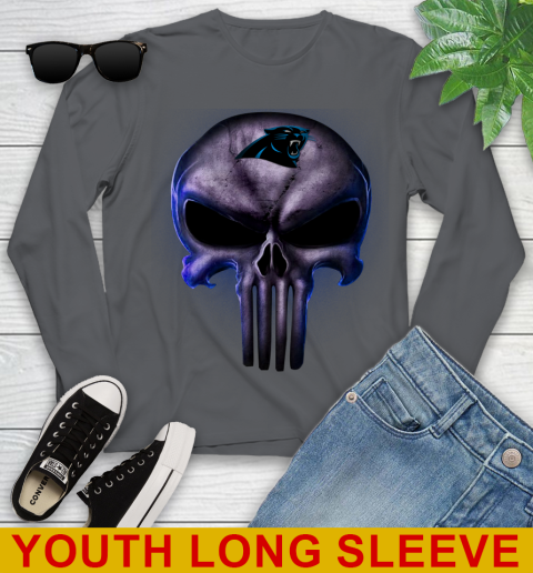Carolina Panthers NFL Football Punisher Skull Sports Youth Long Sleeve 9