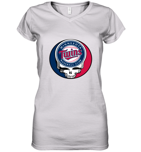 Minnesota Twins The Grateful Dead Baseball MLB Mashup Women's V-Neck T-Shirt
