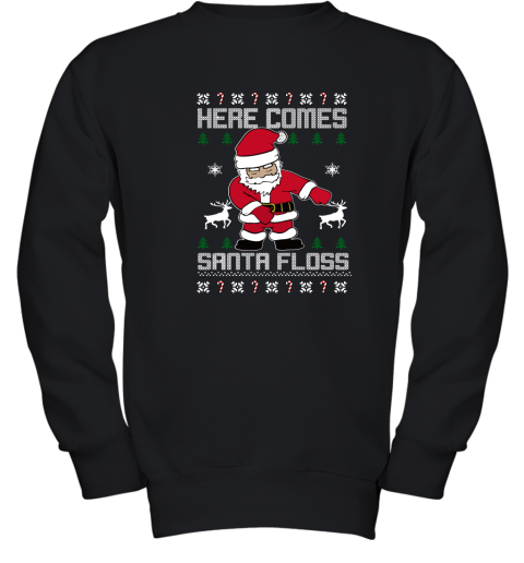 Here Comes Santa Floss Ugly Christmas Adult Crewneck Youth Sweatshirt