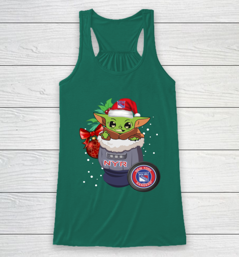 New York Rangers Christmas Baby Yoda Star Wars Funny Happy NHL Racerback Tank 6