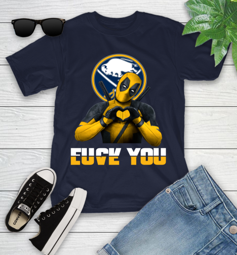 NHL Buffalo Sabres Deadpool Love You Fuck You Hockey Sports Youth T-Shirt 17