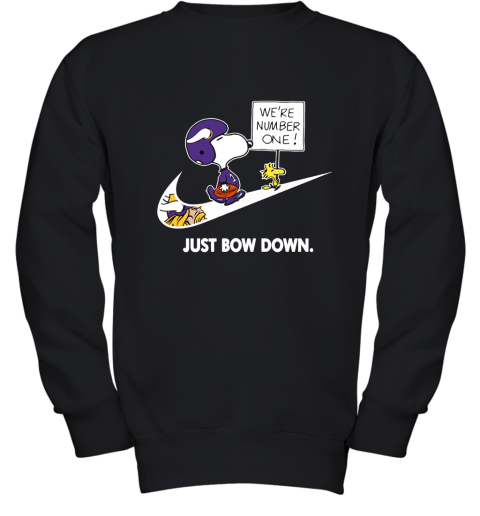 Minnesota Vikings Are Number One – Just Bow Down Snoopy Youth Sweatshirt