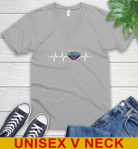 New Orleans Pelicans NBA Basketball Heart Beat Shirt V-Neck T-Shirt 3