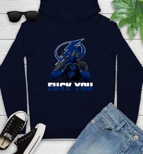 NHL Tampa Bay Lightning Deadpool Love You Fuck You Hockey Sports Youth Hoodie 3