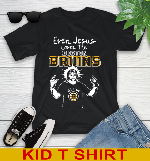 Boston Bruins NHL Hockey Even Jesus Loves The Bruins Shirt Youth T-Shirt