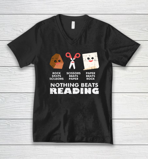 Nothing Beats Reading Book Librarian Across America V-Neck T-Shirt