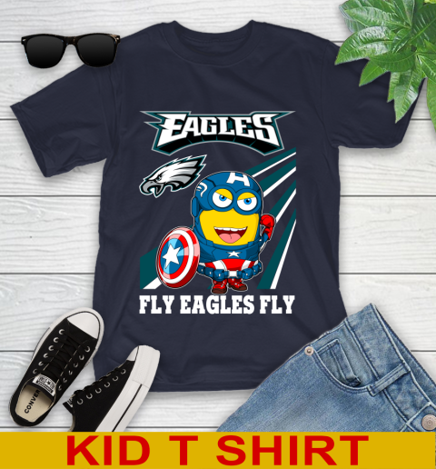 NFL Football Philadelphia Eagles Captain America Marvel Avengers Minion Shirt Youth T-Shirt 2