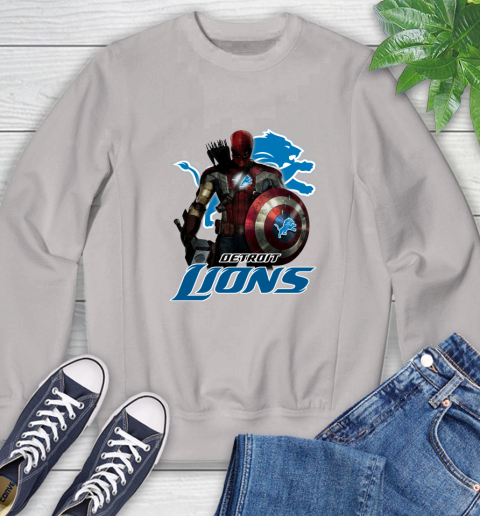 NFL Captain America Thor Spider Man Hawkeye Avengers Endgame Football Detroit Lions Sweatshirt 12