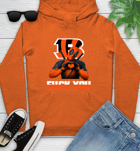 NHL Cincinnati Bengals Deadpool Love You Fuck You Football Sports Youth Hoodie 4