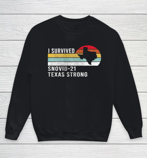I Survived Snovid 21 Texas Strong Vintage Retro Design Youth Sweatshirt