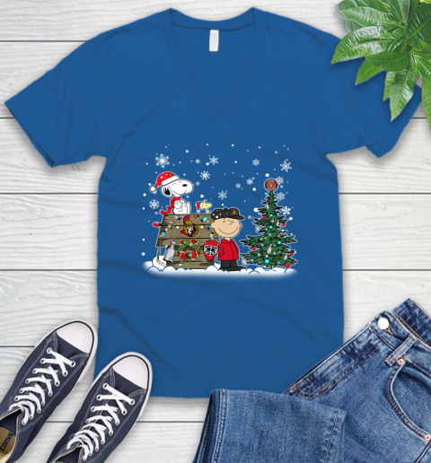 NHL Ottawa Senators Snoopy Charlie Brown Woodstock Christmas Stanley Cup Hockey V-Neck T-Shirt 5