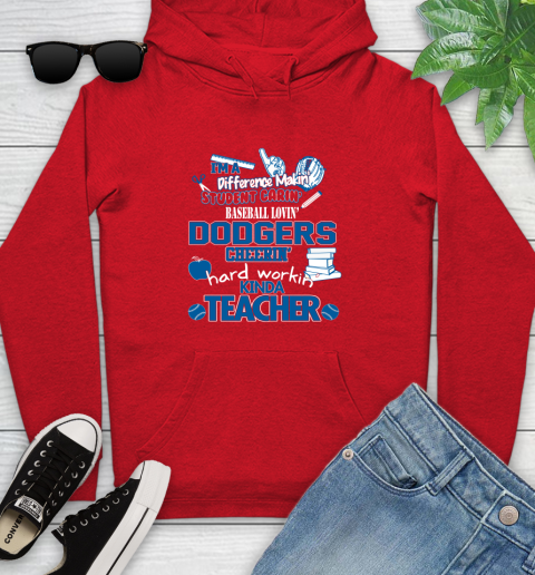 Los Angeles Dodgers MLB I'm A Difference Making Student Caring Baseball Loving Kinda Teacher Youth Hoodie 12