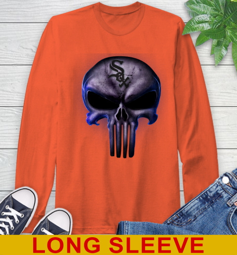Chicago White Sox MLB Baseball Punisher Skull Sports Long Sleeve T-Shirt 4