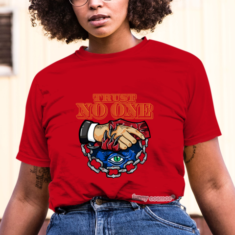 Air Jordan 1 Fearless Blue The Great Matching Sneaker Tshirt Trust No One Eye Red and Blue Jordan Tshirt