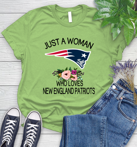 NFL Just A Woman Who Loves New England Patriots Football Sports Women's T-Shirt 7