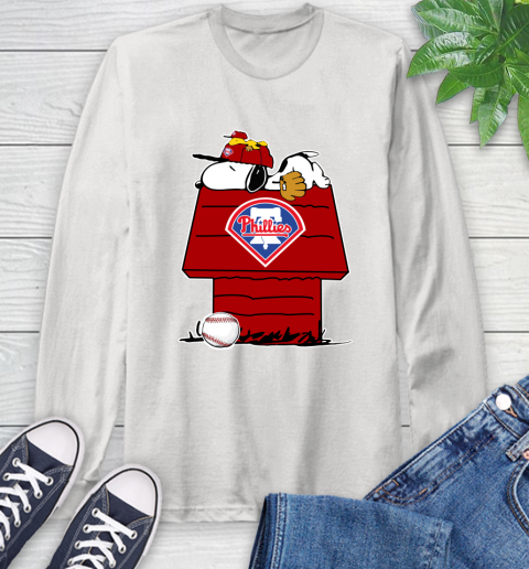 MLB Philadelphia Phillies Snoopy Woodstock The Peanuts Movie Baseball T Shirt_000 Long Sleeve T-Shirt