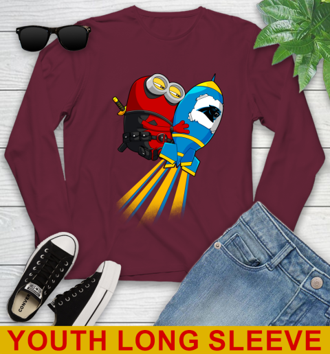 NFL Football Carolina Panthers Deadpool Minion Marvel Shirt Youth Long Sleeve 6