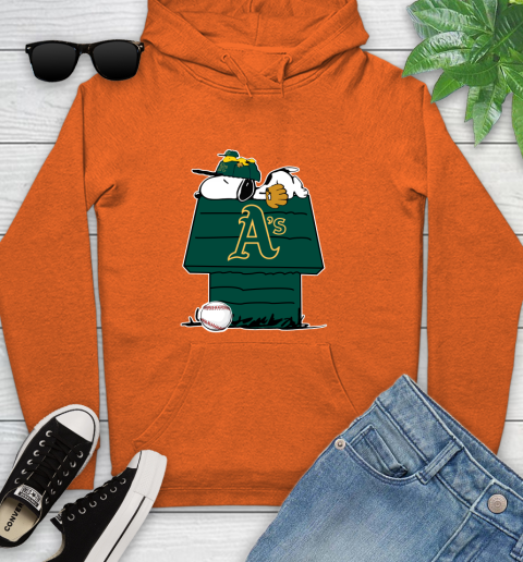 MLB Oakland Athletics Snoopy Woodstock The Peanuts Movie Baseball T Shirt Youth Hoodie 5