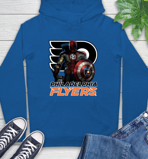 NHL Captain America Thor Spider Man Hawkeye Avengers Endgame Hockey Philadelphia Flyers Hoodie 9