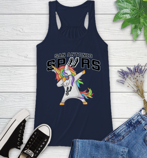 San Antonio Spurs NBA Basketball Funny Unicorn Dabbing Sports Racerback Tank 12