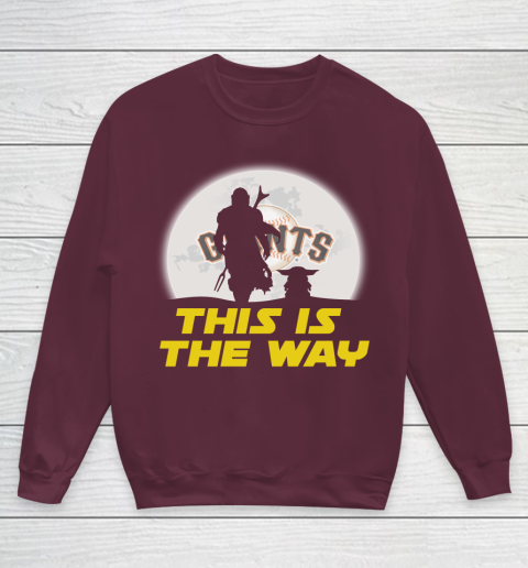 San Francisco Giants MLB Baseball Star Wars Yoda And Mandalorian This Is The Way Youth Sweatshirt 4