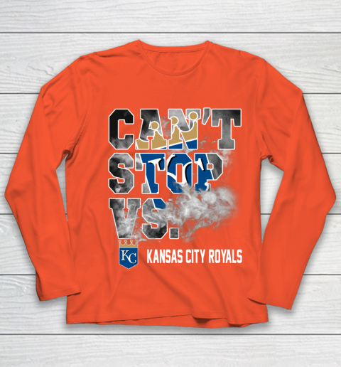 MLB Kansas City Royals Baseball Can't Stop Vs Kansas City Royals Youth Long Sleeve 3