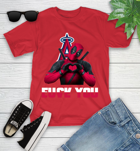 MLB Los Angeles Angels Deadpool Love You Fuck You Baseball Sports Youth T-Shirt 28