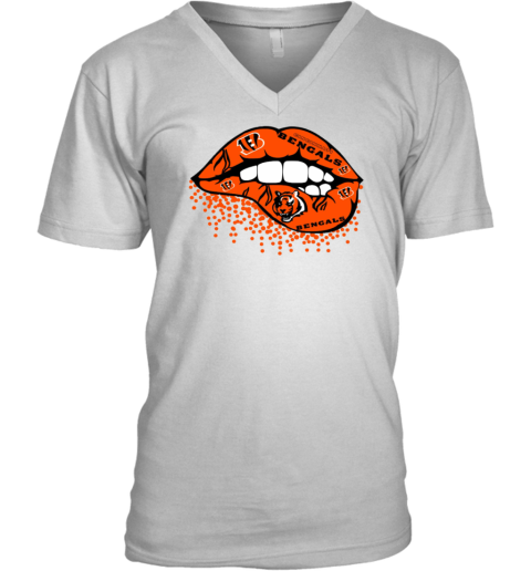 Bengals Lips Inspired V-Neck T-Shirt