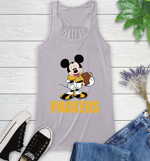 NFL Football Green Bay Packers Cheerful Mickey Mouse Shirt Racerback Tank 5