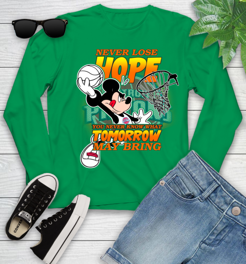 Detroit Pistons NBA Basketball Mickey Disney Never Lose Hope Youth Long Sleeve 7
