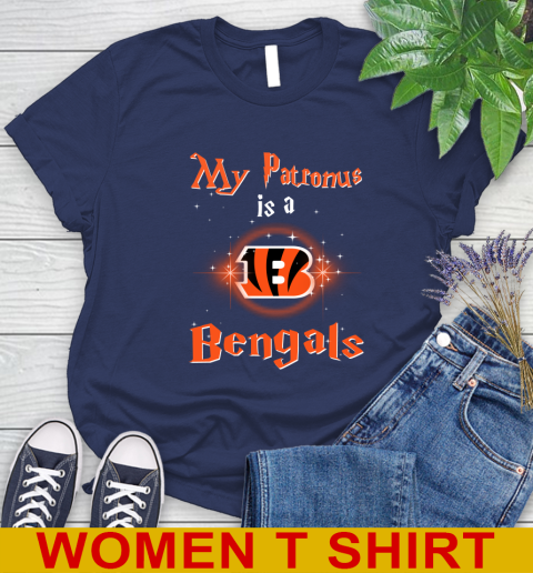 NFL Football Harry Potter My Patronus Is A Cincinnati Bengals Women's T-Shirt 12