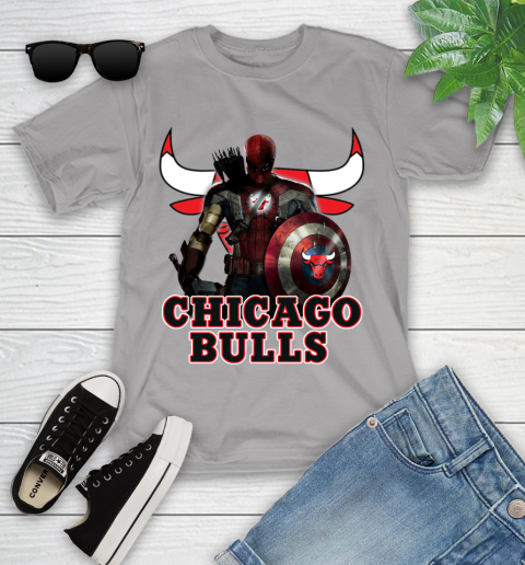 Chicago Bulls NBA Basketball Captain America Thor Spider Man Hawkeye Avengers Youth T-Shirt 4