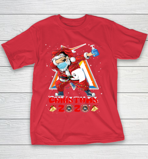 Miami Marlins Funny Santa Claus Dabbing Christmas 2020 MLB Youth T-Shirt 7
