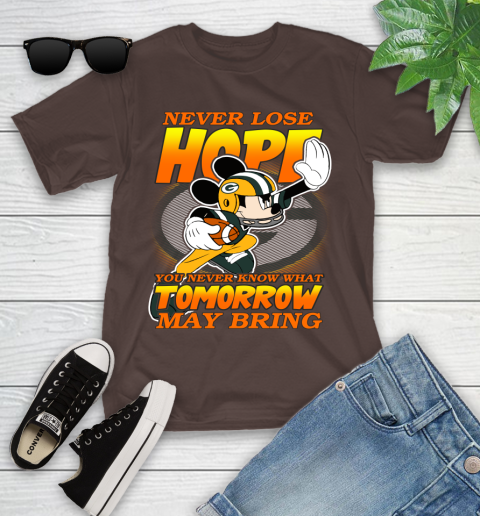 Green Bay Packers NFL Football Mickey Disney Never Lose Hope Youth T-Shirt 7