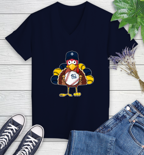 Tampa Bay Rays Turkey thanksgiving Women's V-Neck T-Shirt 3