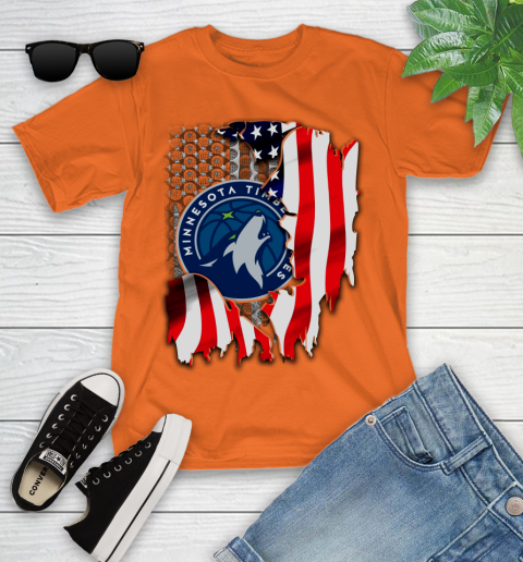 Minnesota Timberwolves NBA Basketball American Flag Youth T-Shirt 9