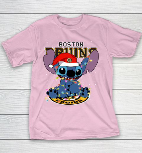 Boston Bruins NHL Hockey noel stitch Christmas Youth T-Shirt 5
