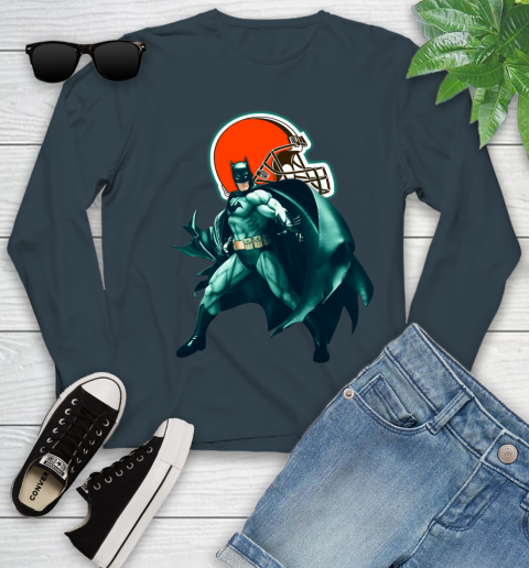 NFL Batman Football Sports Cleveland Browns Youth Long Sleeve 8