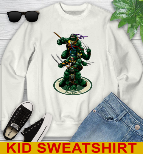 NBA Basketball Milwaukee Bucks Teenage Mutant Ninja Turtles Shirt Youth Sweatshirt