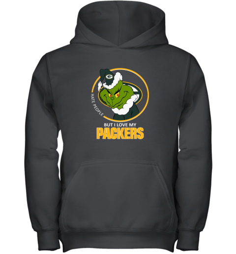 I Hate People But I Love My Green Bay Packers Grinch NFL Youth Hoodie