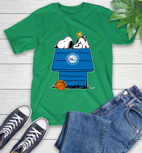 Philadelphia 76ers NBA Basketball Snoopy Woodstock The Peanuts Movie T-Shirt 7