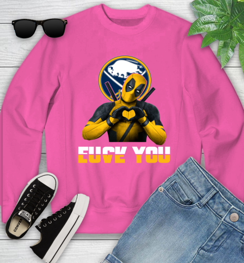 NHL Buffalo Sabres Deadpool Love You Fuck You Hockey Sports Youth Sweatshirt 6