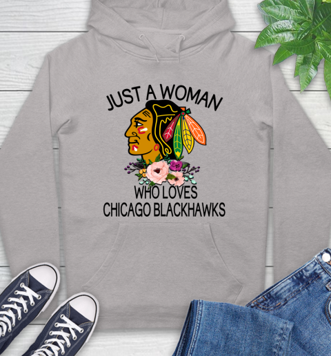 NHL Just A Woman Who Loves Chicago Blackhawks Hockey Sports Hoodie 10