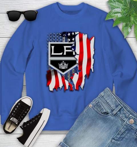 Los Angeles Kings NHL Hockey American Flag Youth Sweatshirt 7