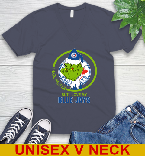 Toronto Blue Jays MLB Christmas Grinch I Hate People But I Love My Favorite Baseball Team V-Neck T-Shirt 8