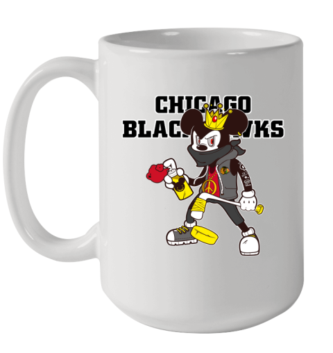 Chicago Blackhawks NHL Hockey Mickey Peace Sign Sports Ceramic Mug 15oz