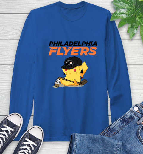 NHL Pikachu Hockey Sports Philadelphia Flyers Long Sleeve T-Shirt 9
