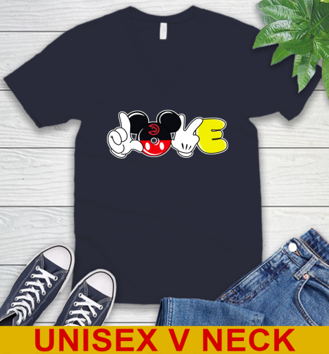 Atlanta Hawks NBA Basketball Love Mickey Disney Sports V-Neck T-Shirt 3