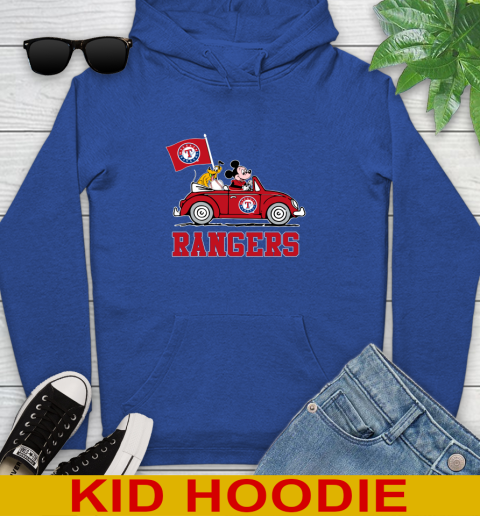 MLB Baseball Texas Rangers Pluto Mickey Driving Disney Shirt Youth Hoodie 10