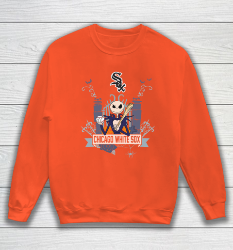 MLB Chicago White Sox Baseball Jack Skellington Halloween Sweatshirt 3